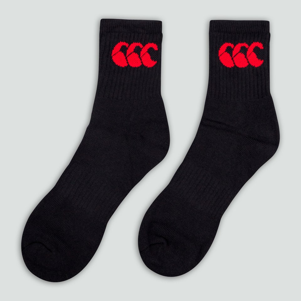 Adult Unisex Crew Sock 3Pk Black/Red