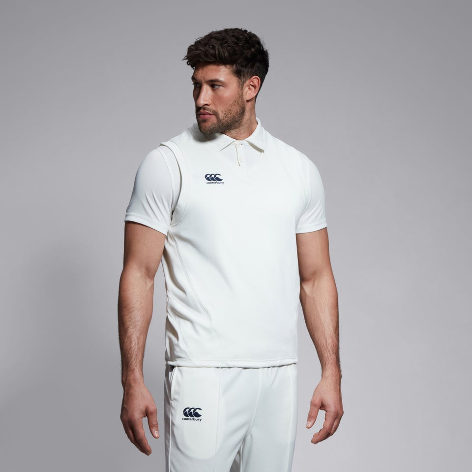 Mens Sleeveless Cricket Overshirt Cream