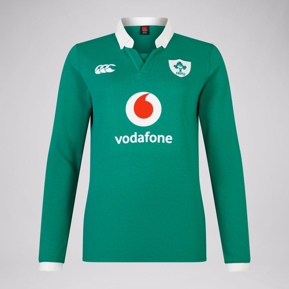 Womens Ireland Home Long Sleeved Classic Polo Shirt Green/White