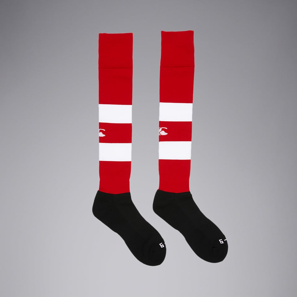 Unisex Club Hooped Sock Flag Red/White