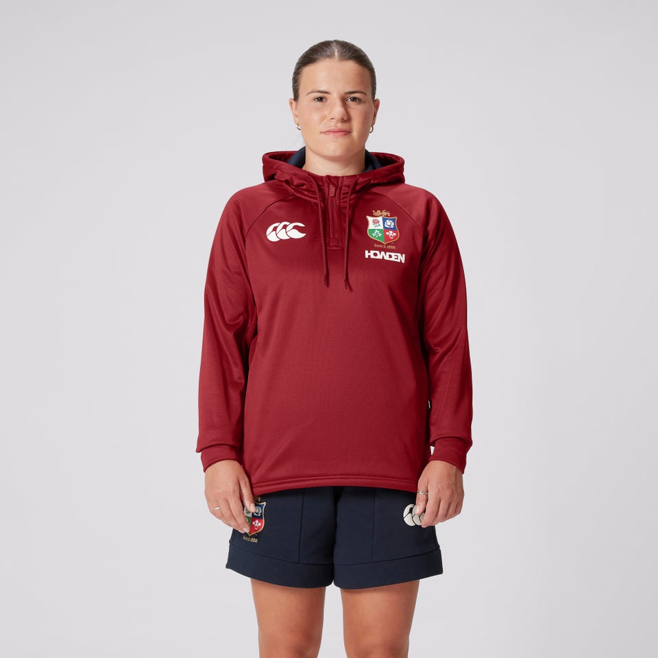 Womens British & Irish Lions 1/4 Zip Hoody Red