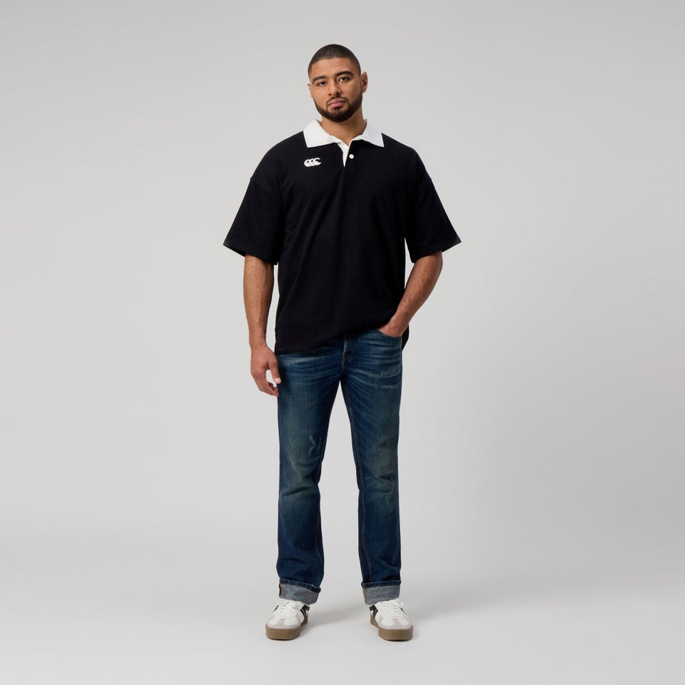 Mens Solid Dye Rugby Jersey Black